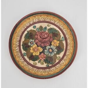 Vintage DERUTA Mediterranean Pottery Floral 7.75" Decorative Wall Plate